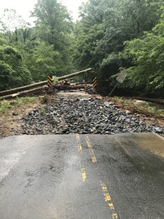 Heavy rain brought down large trees, pulling down power lines and poles in some locations